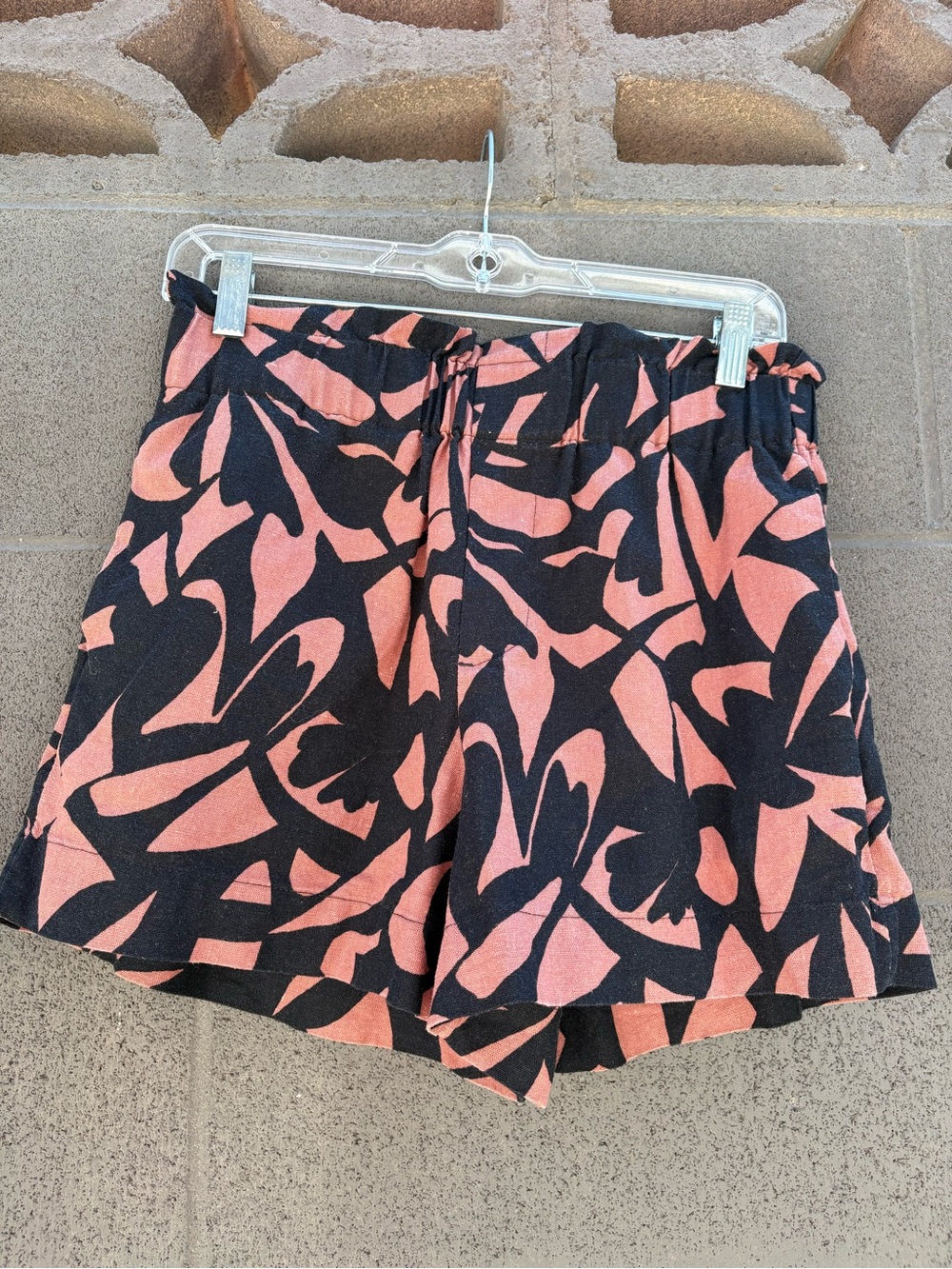 a new day Black & Coral Leaf-Print High-Waist Shorts